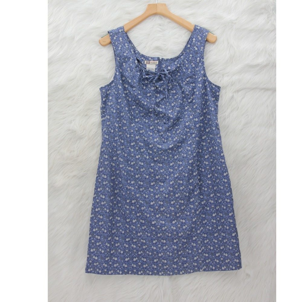 Vintage Y2K 90 Faded Glory Floral Overall Dress XL Blue Prairie Cottage Pinafore